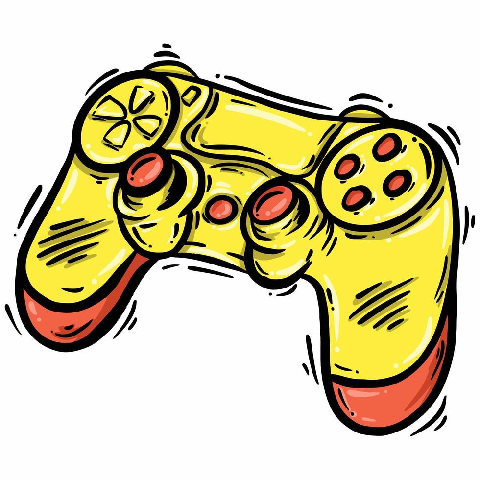 Doodle illustration vector hand drawn controller game pad joystick