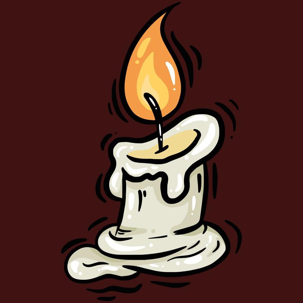 candle light hand drawn vector cartoon illustration