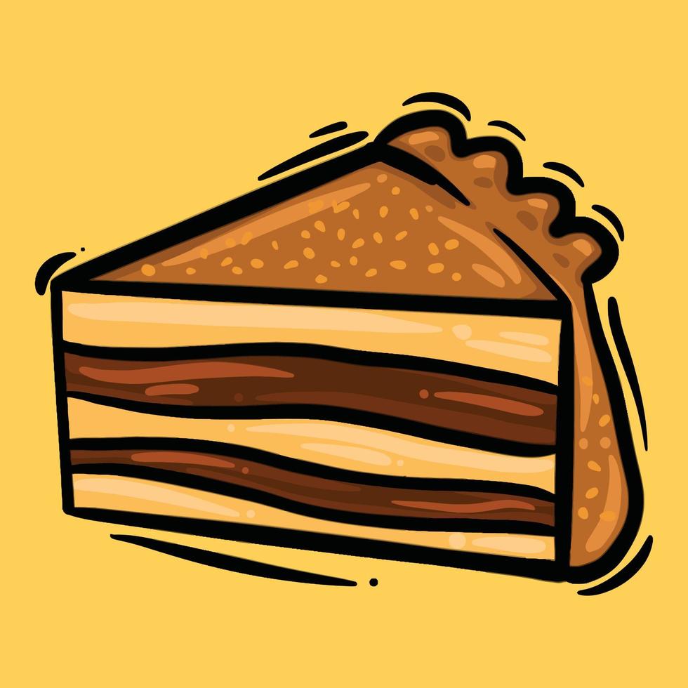 cake slice, pie slice, piece of tart outline vector illustration