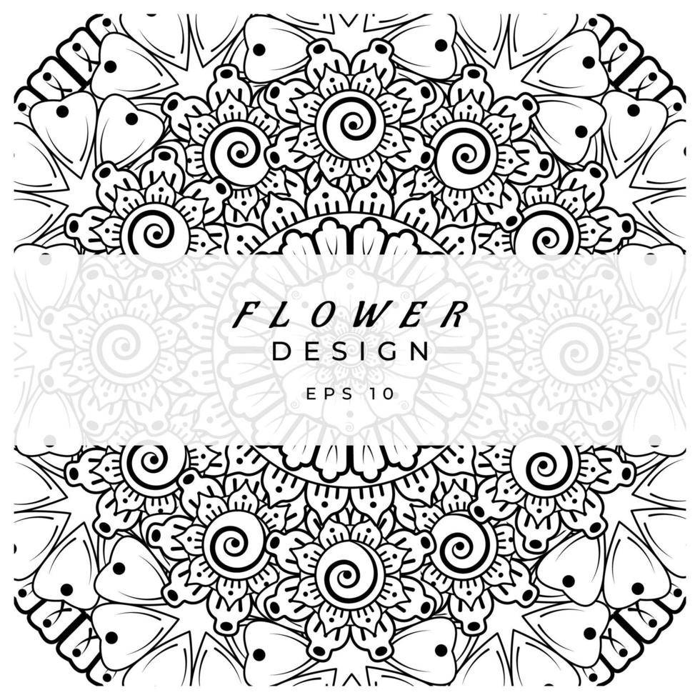 mehndi flower decorative ornament in ethnic oriental style, doodle ornament, outline hand draw. coloring book page. vector