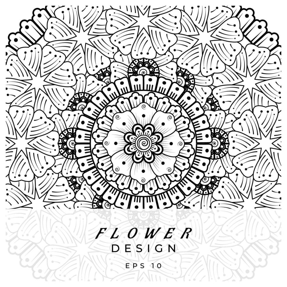 mehndi flower decorative ornament in ethnic oriental style, doodle ornament, outline hand draw. coloring book page. vector