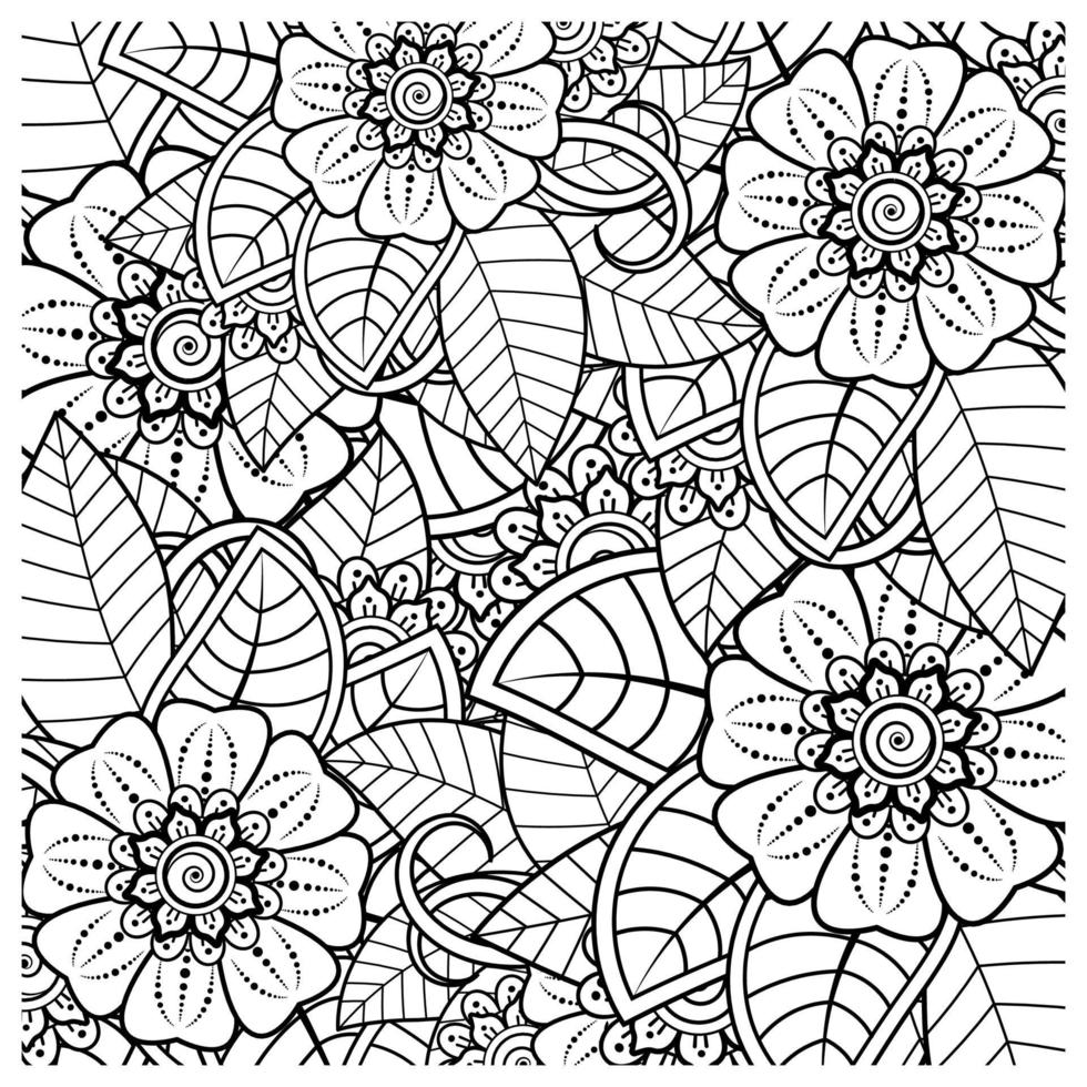 mehndi flower decorative ornament in ethnic oriental style, doodle ornament, outline hand draw. coloring book page. vector