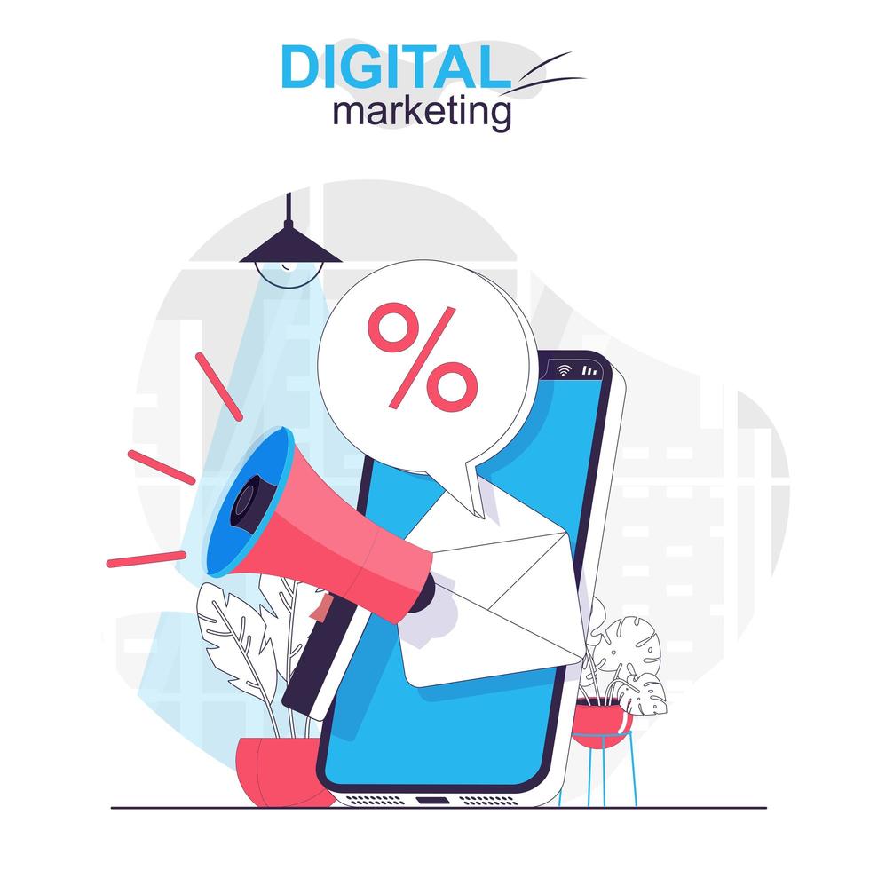 Digital marketing isolated cartoon concept. Online promotion and attracting buyers with sale, people scene in flat design. Vector illustration for blogging, website, mobile app, promotional materials.