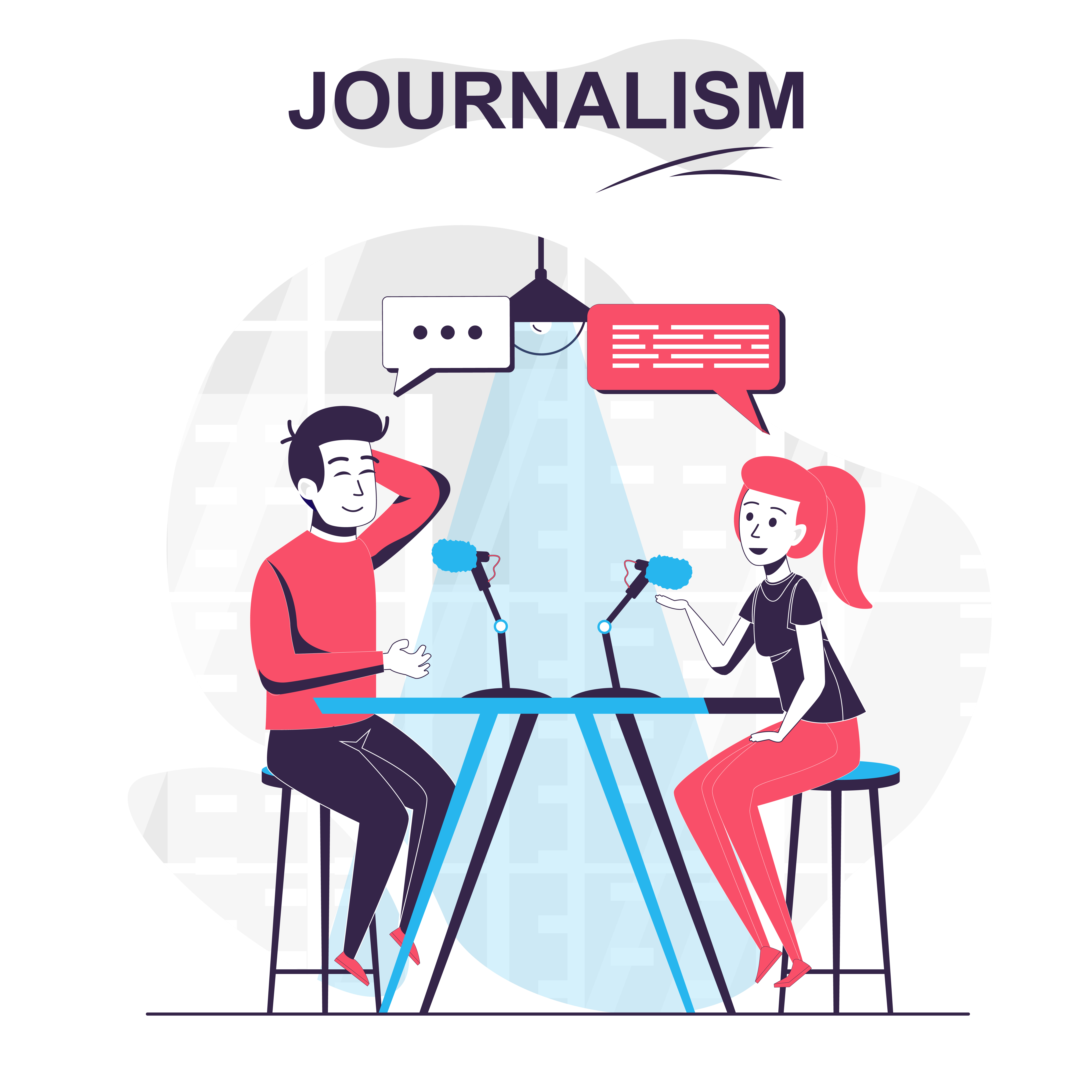 Journalism isolated cartoon concept. Journalist talks to guest of TV show  and interviews, people scene in flat design. Vector illustration for  blogging, website, mobile app, promotional materials. 3514508 Vector Art at  Vecteezy