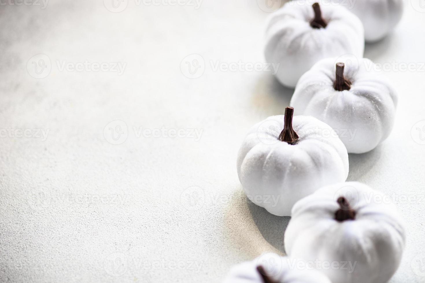 calabazas blancas textiles hechas a mano como tarjeta de acción de gracias foto