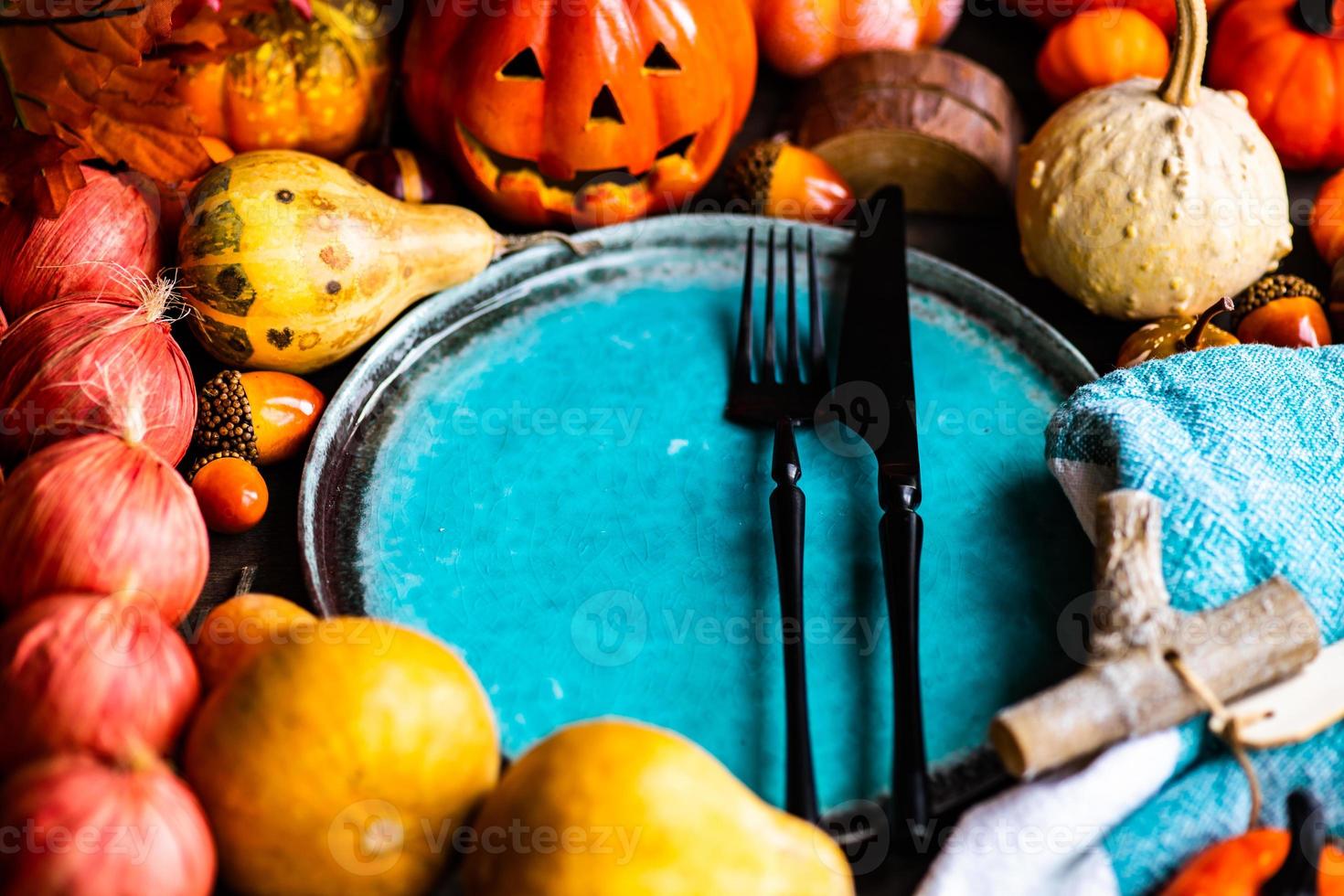 Autumnal table setting photo