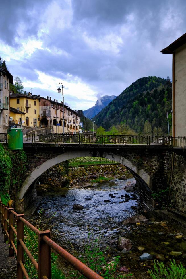 Scenic view of ancient village and its stunning old arcaded street photo