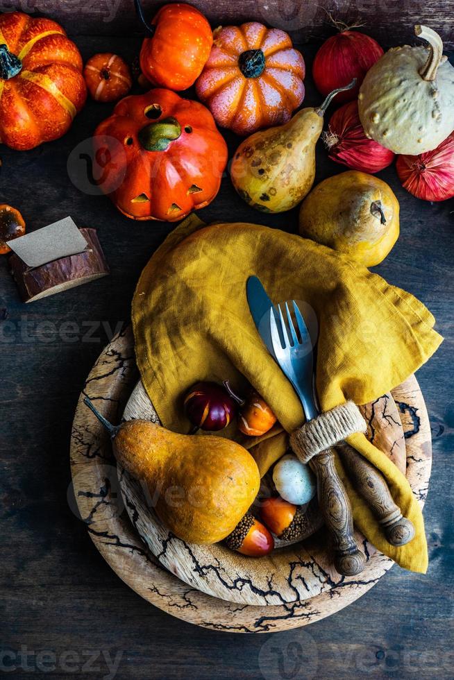 Autumnal table setting photo