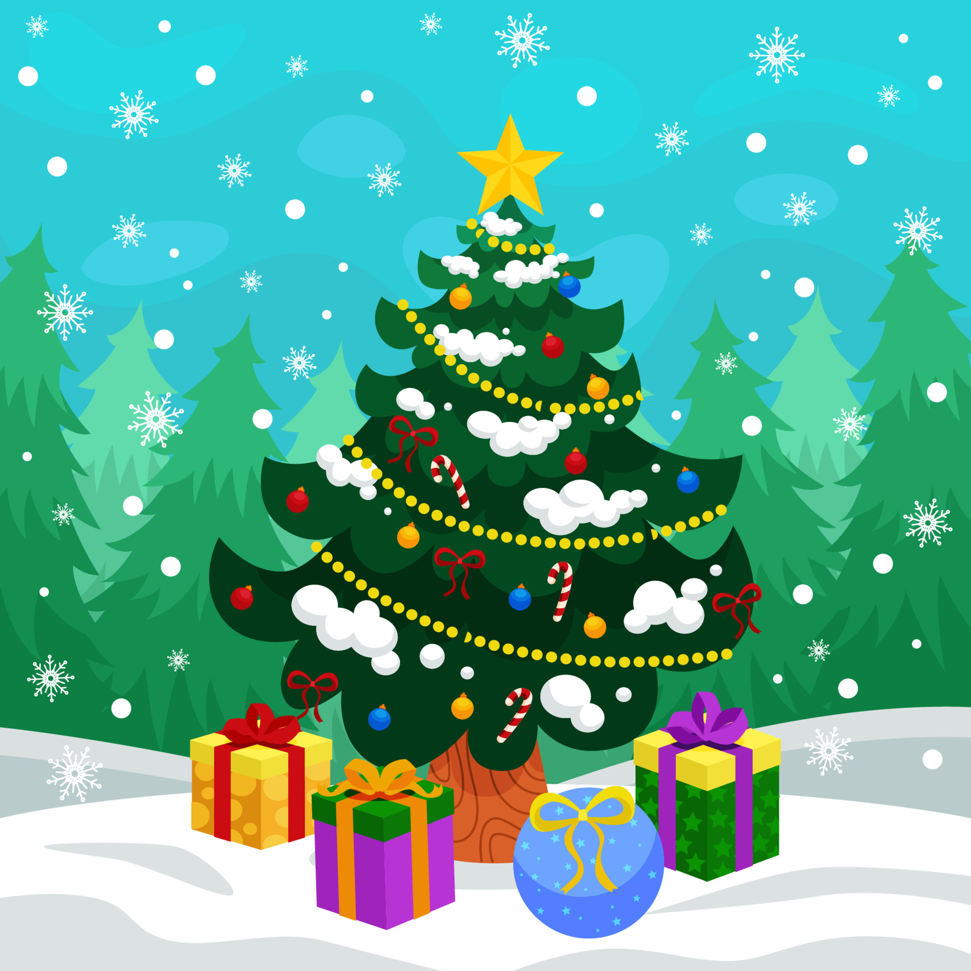 Colorful Hand Drawn Christmas Tree 3514898 Vector Art At Vecteezy