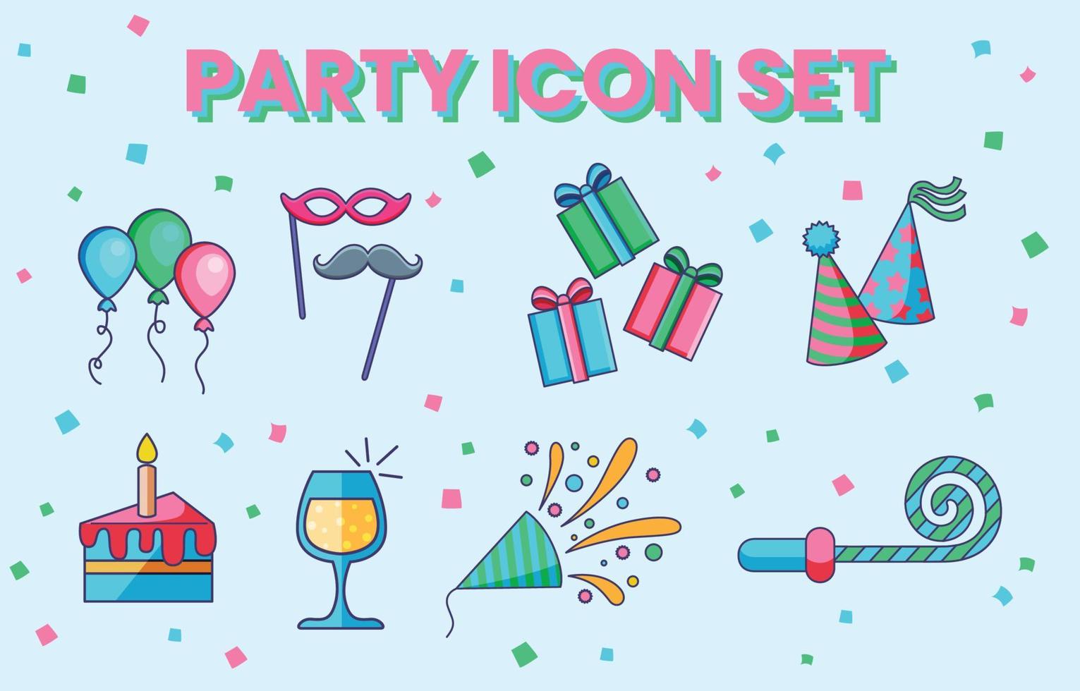 conjunto de colección de iconos de fiesta vector