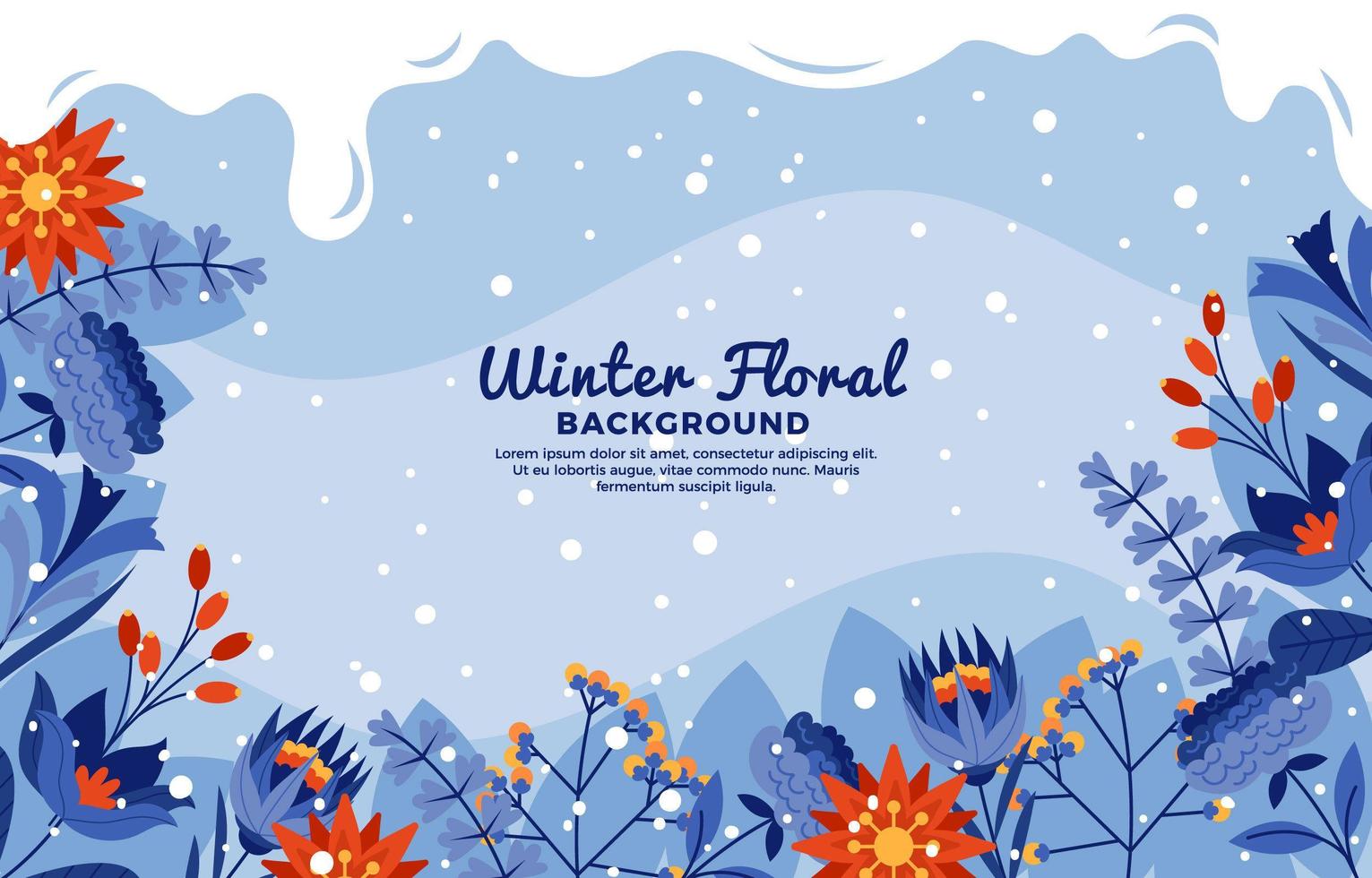 Flowers Blooming During Winter on a Snowy Path vector