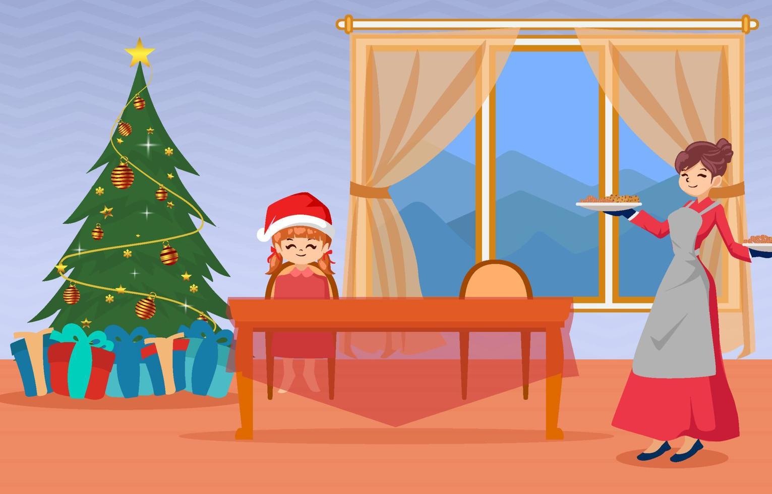Background winter activity family celebration christmas vector