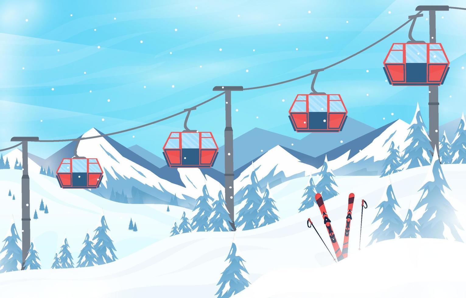 Winter background sport cable car snow nature vector