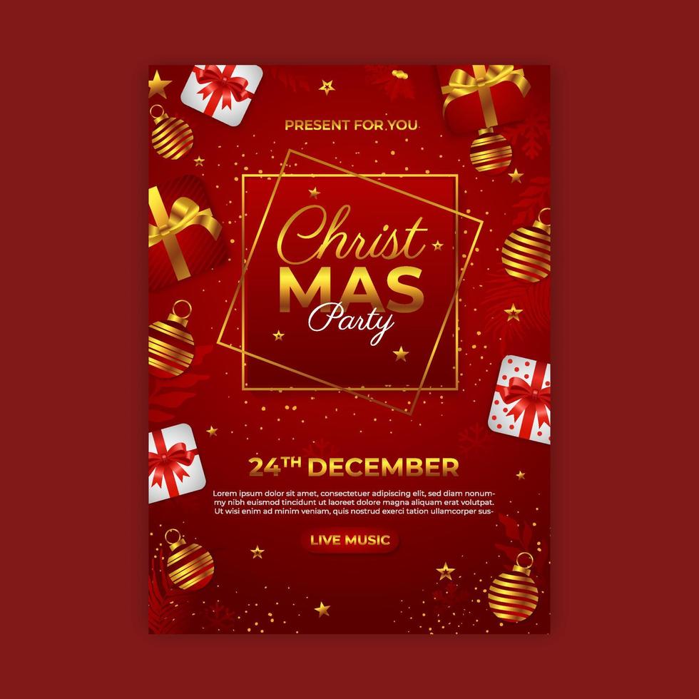 Christmas festivity poster red box gift vector