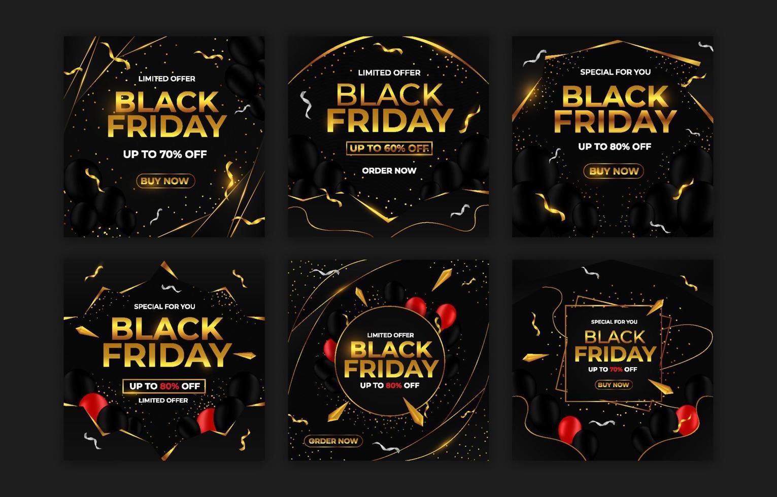 Black Friday modern template social media luxury elegant gold vector