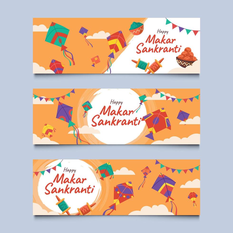 Set of Makar Sankranti Banner vector