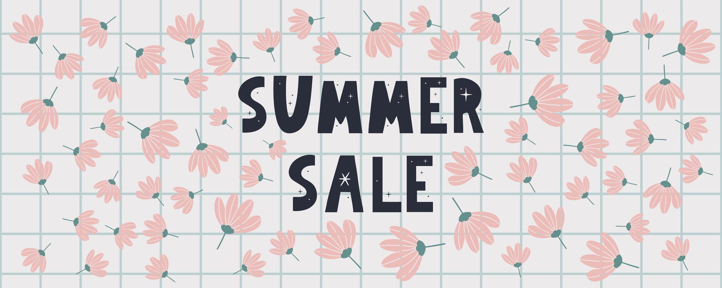 summer sale banner with flowers letter vector