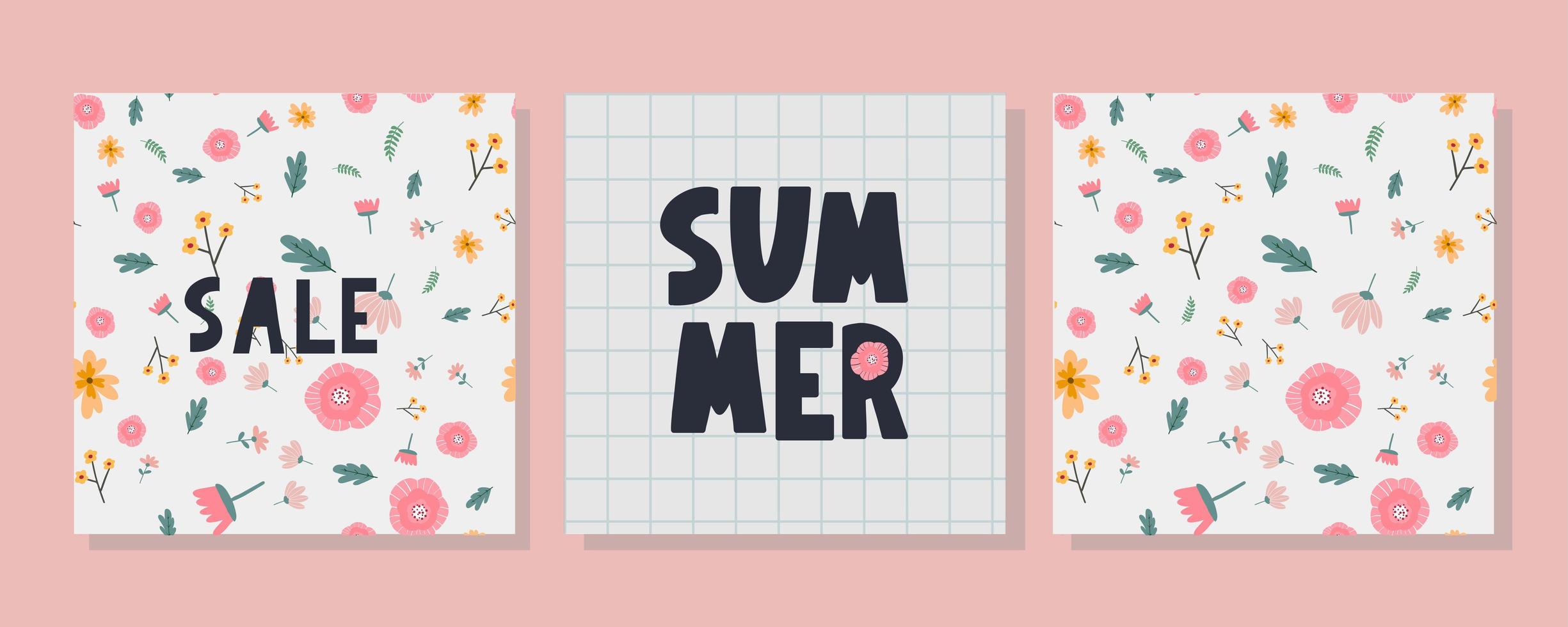 summer sale banner with flowers letter vector