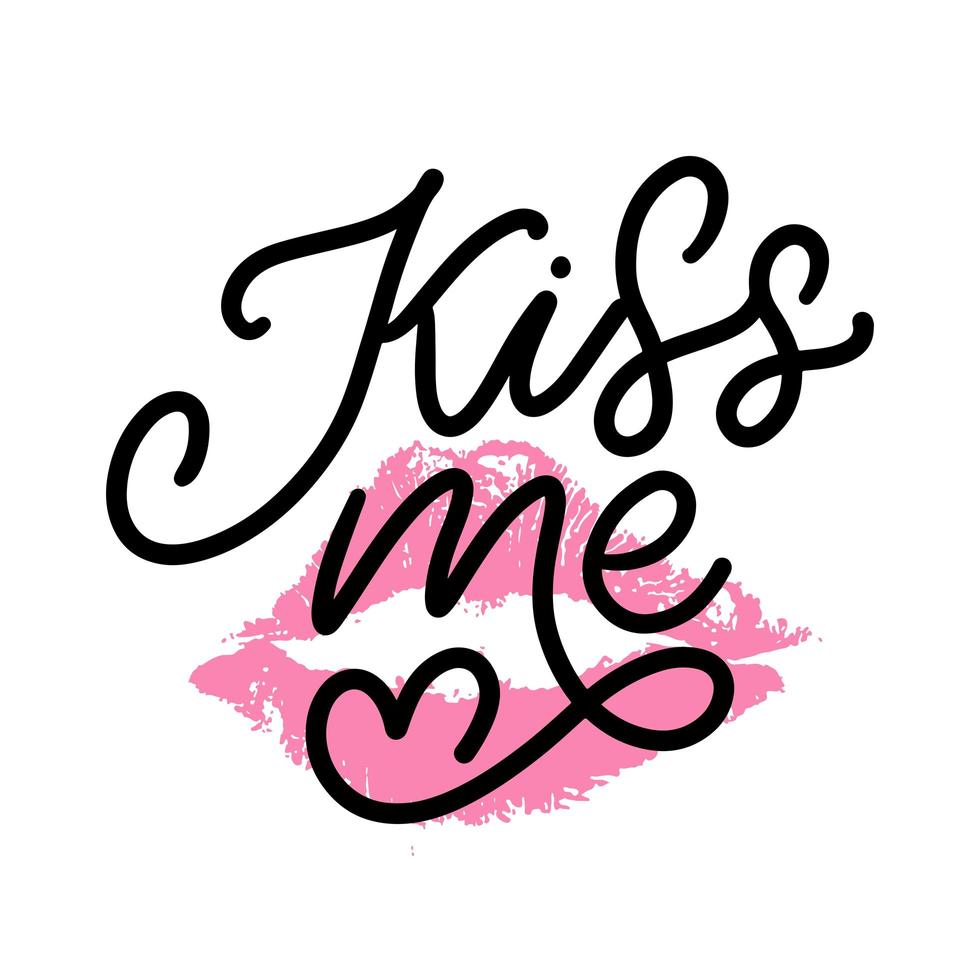 kiss me hand lettering scalable and editable vector illustration lips