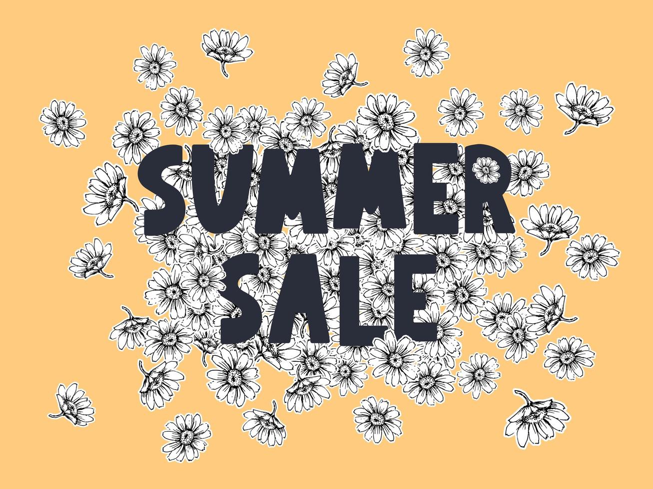 summer sale banner with flowers letter vector