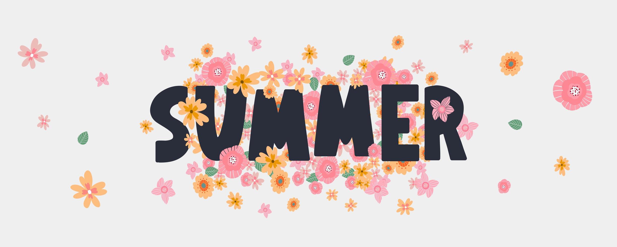 summer sale banner with flowers letter vector