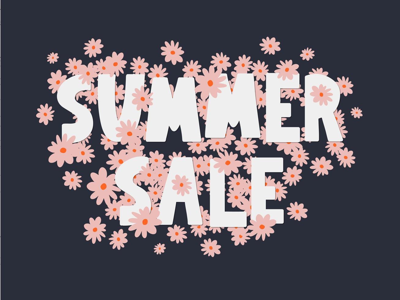 summer sale banner with flowers letter vector