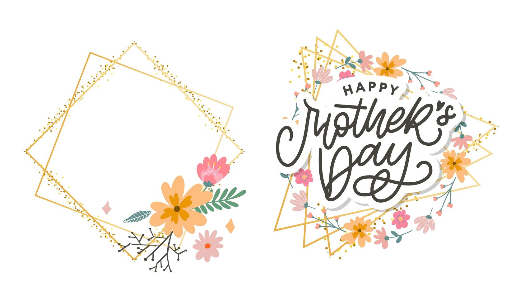Elegant greeting card design with stylish text Mother s Day on colorful flowers decorated background. vector