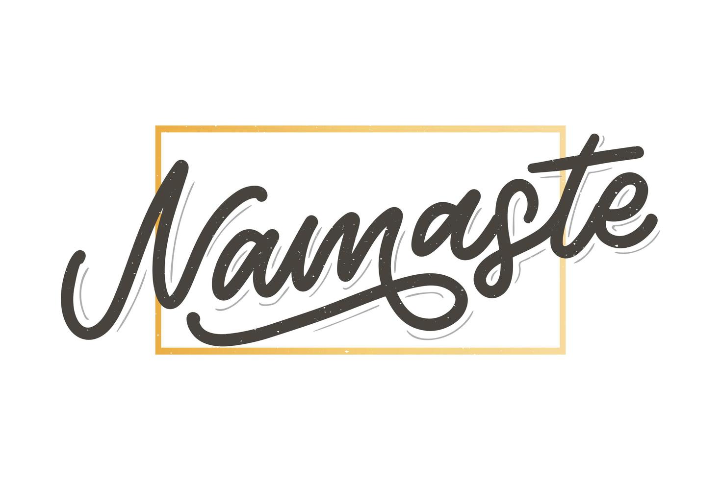 Hand drawn Namaste lettering. Indian greeting, Hello in Hindi. Stylish cursive handwriting, modern calligraphy. Isolated vector illustration.