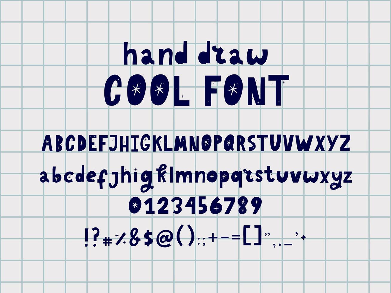 Hand drawn font Abstract doodle Vector illustration Space stars