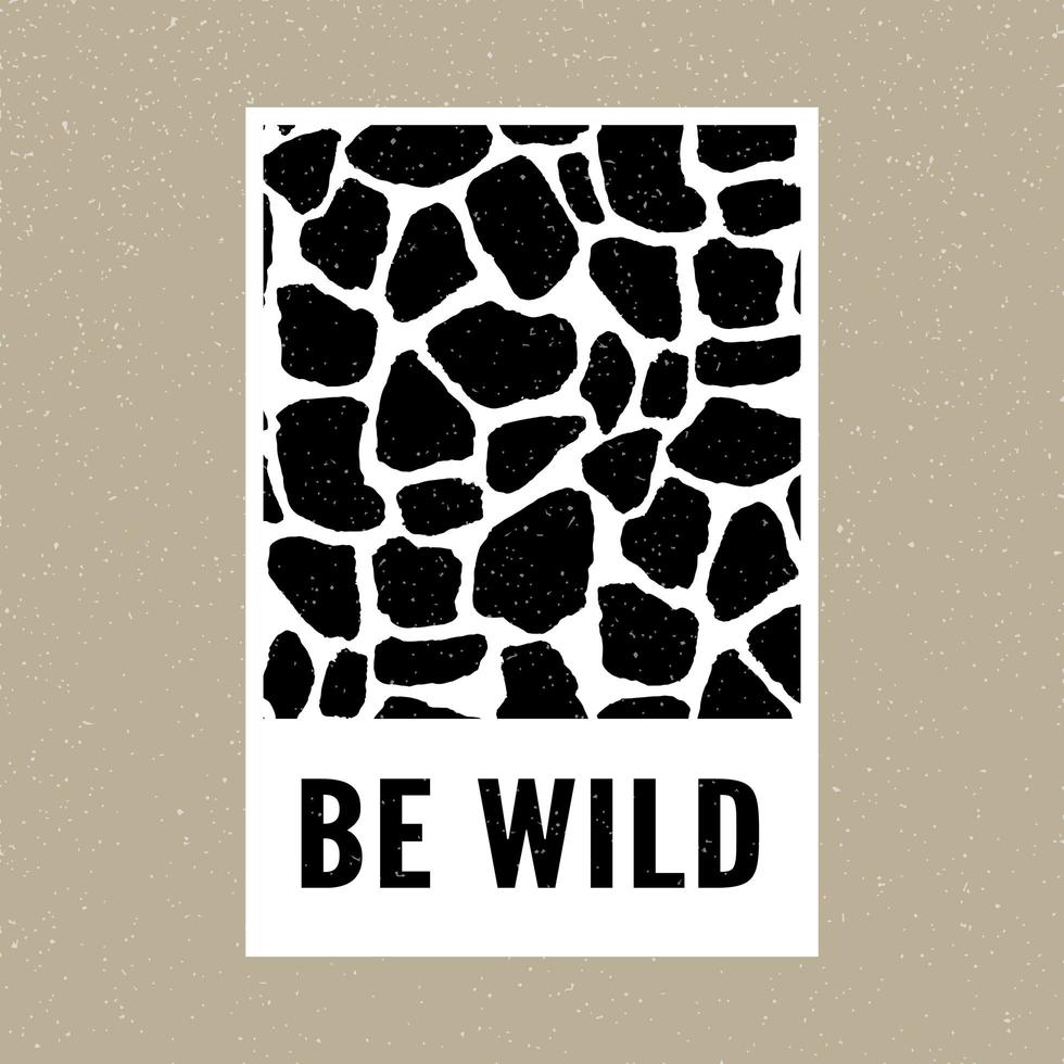 Decorative Wild Text with Giraffe Pattern, Fashion, Card and Poster Print slogan vector