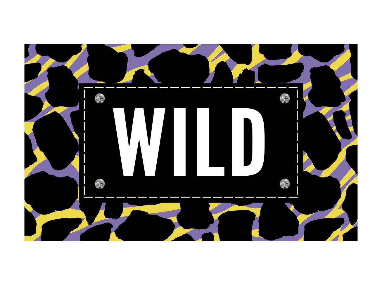 Decorative Wild Text with Giraffe Pattern, Fashion, Card and Poster Print slogan vector