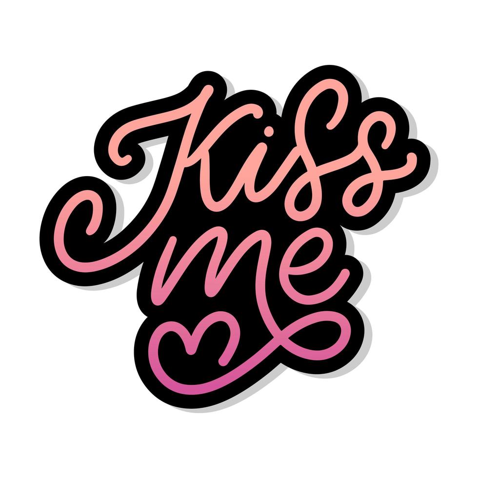 kiss me hand lettering scalable and editable vector illustration lips