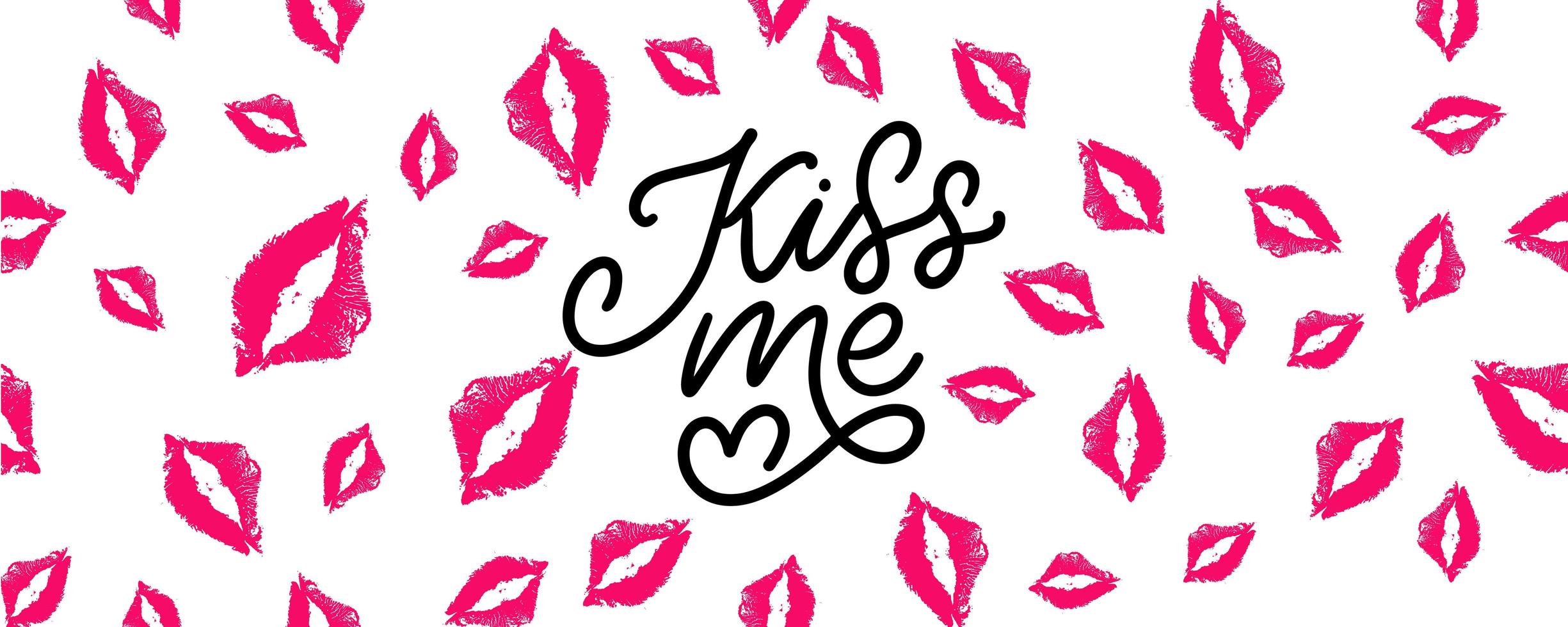 kiss me hand lettering scalable and editable vector illustration lips