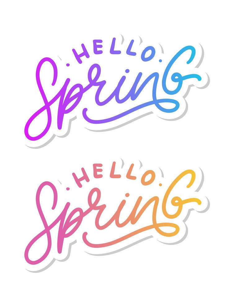 Hello Spring Flowers Text Background Frame lettering slogan vector