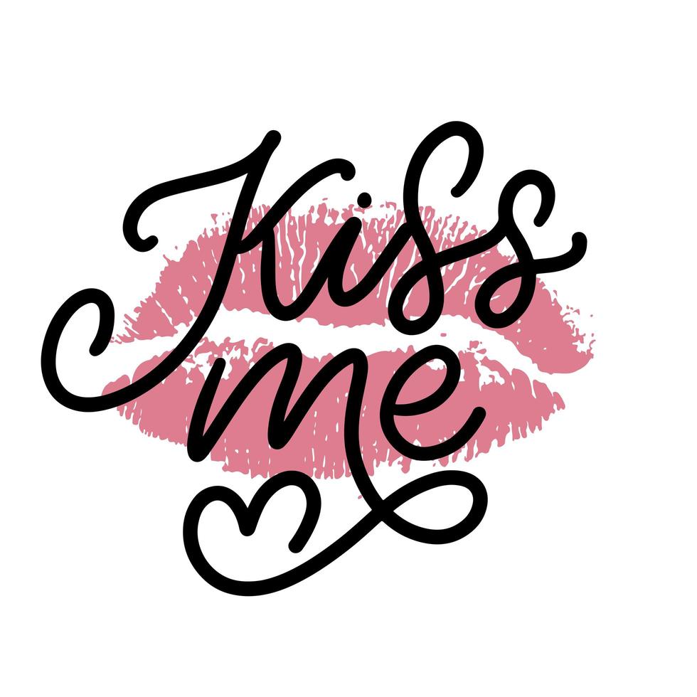 kiss me hand lettering scalable and editable vector illustration lips