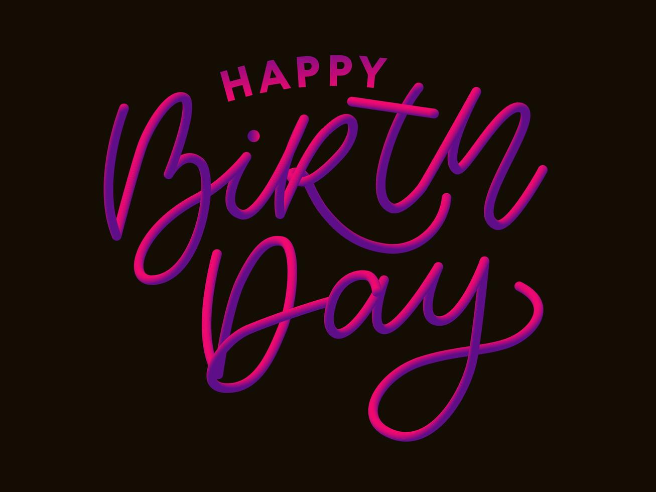 Happy Birthday Brush Script Style Hand lettering. Retro Vintage Custom Typographic Composition . Original Hand Crafted Design. Calligraphic Phrase. Original Drawn Vector Illustration.