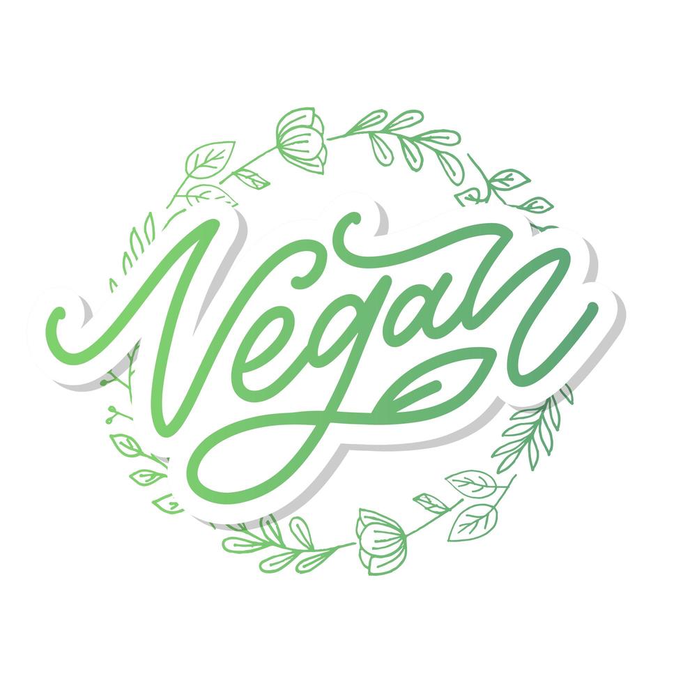 ilustración vectorial, diseño de alimentos. letras escritas a mano para restaurante, menú de cafetería. elementos vectoriales para etiquetas, logotipos, insignias, pegatinas o iconos. colección caligráfica y tipográfica. menú vegano vector