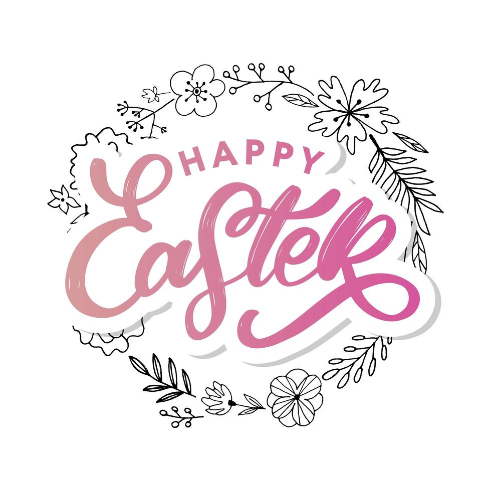 Happy Easter lettering card. Hand drawn lettering poster for Easter. Ink illustration. Modern calligraphy. Happy Easter typography background. vector