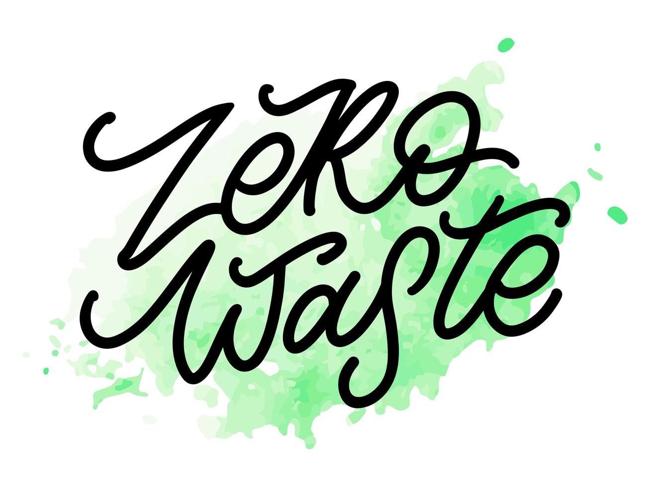 Concept Zero Waste handwritten text title sign. Vector illustration.