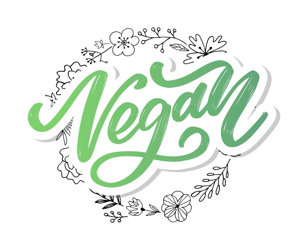 Vector illustration, food design. Handwritten lettering for restaurant, cafe menu. Vector elements for labels, logos, badges, stickers or icons. Calligraphic and typographic collection. Vegan menu