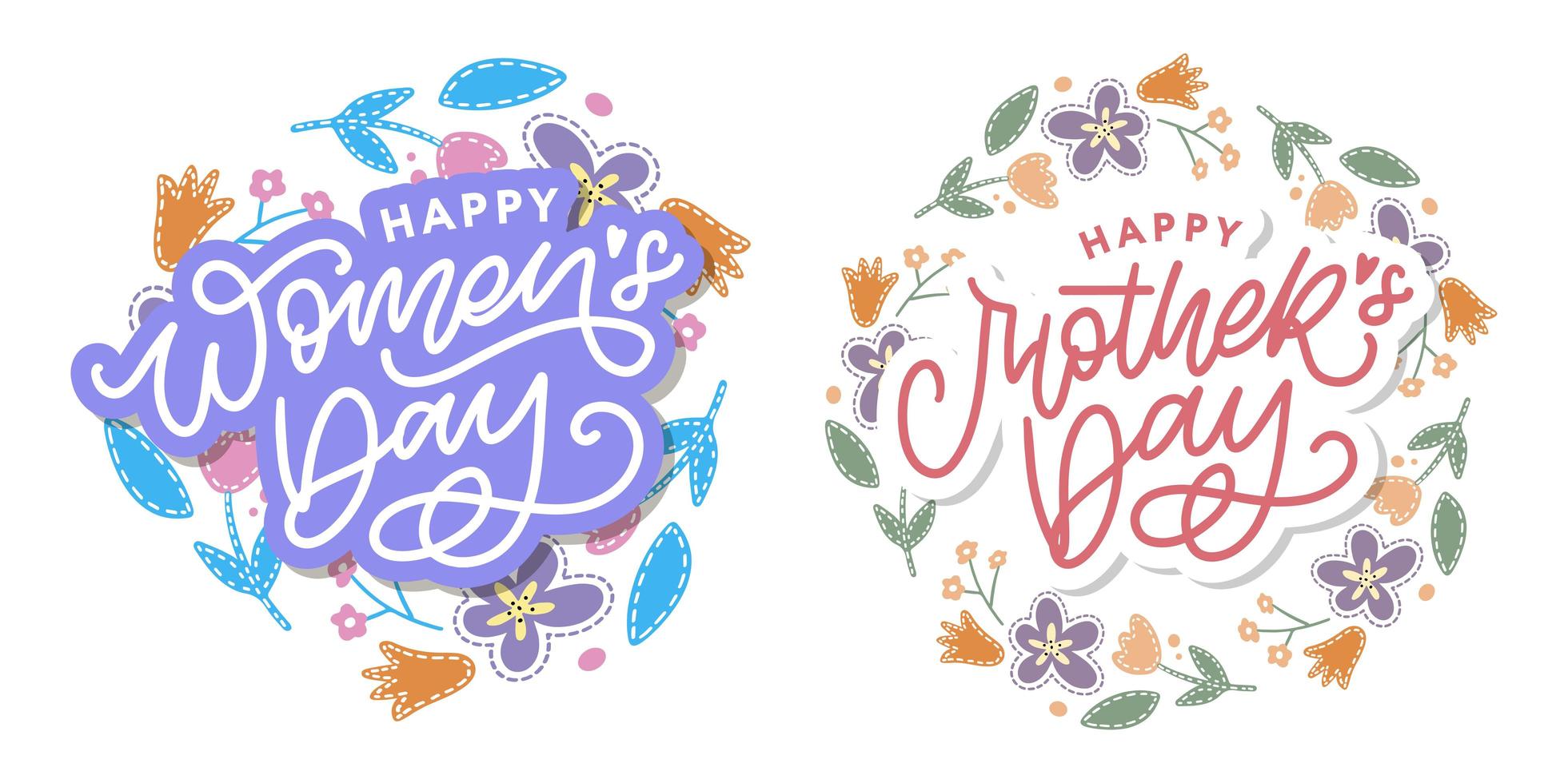 Women s day Elegant greeting card design with stylish text Mother s Day on colorful flowers decorated background. vector