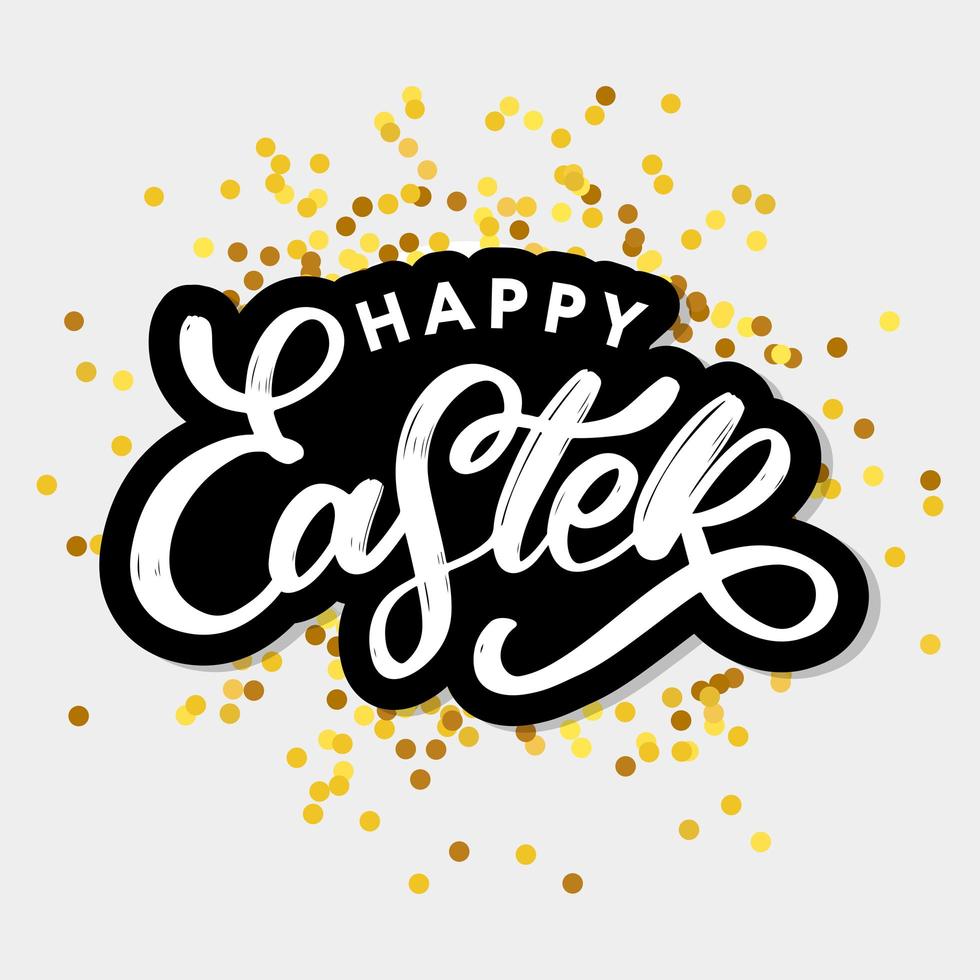 Happy Easter lettering card. Hand drawn lettering poster for Easter. Ink illustration. Modern calligraphy. Happy Easter typography background. vector