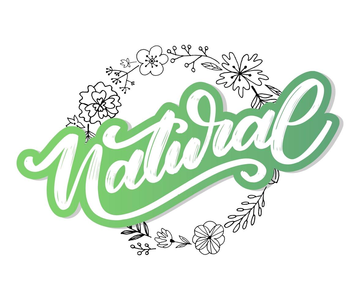 100 Natural Vector Lettering Stamp Illustration slogan calligraphy