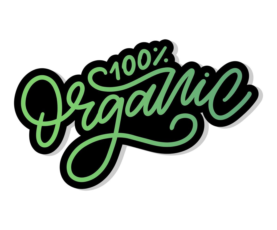 Letras de pincel orgánico. palabra dibujada a mano orgánica con hojas verdes. etiqueta, plantilla de logotipo para productos orgánicos, mercados de alimentos saludables. vector