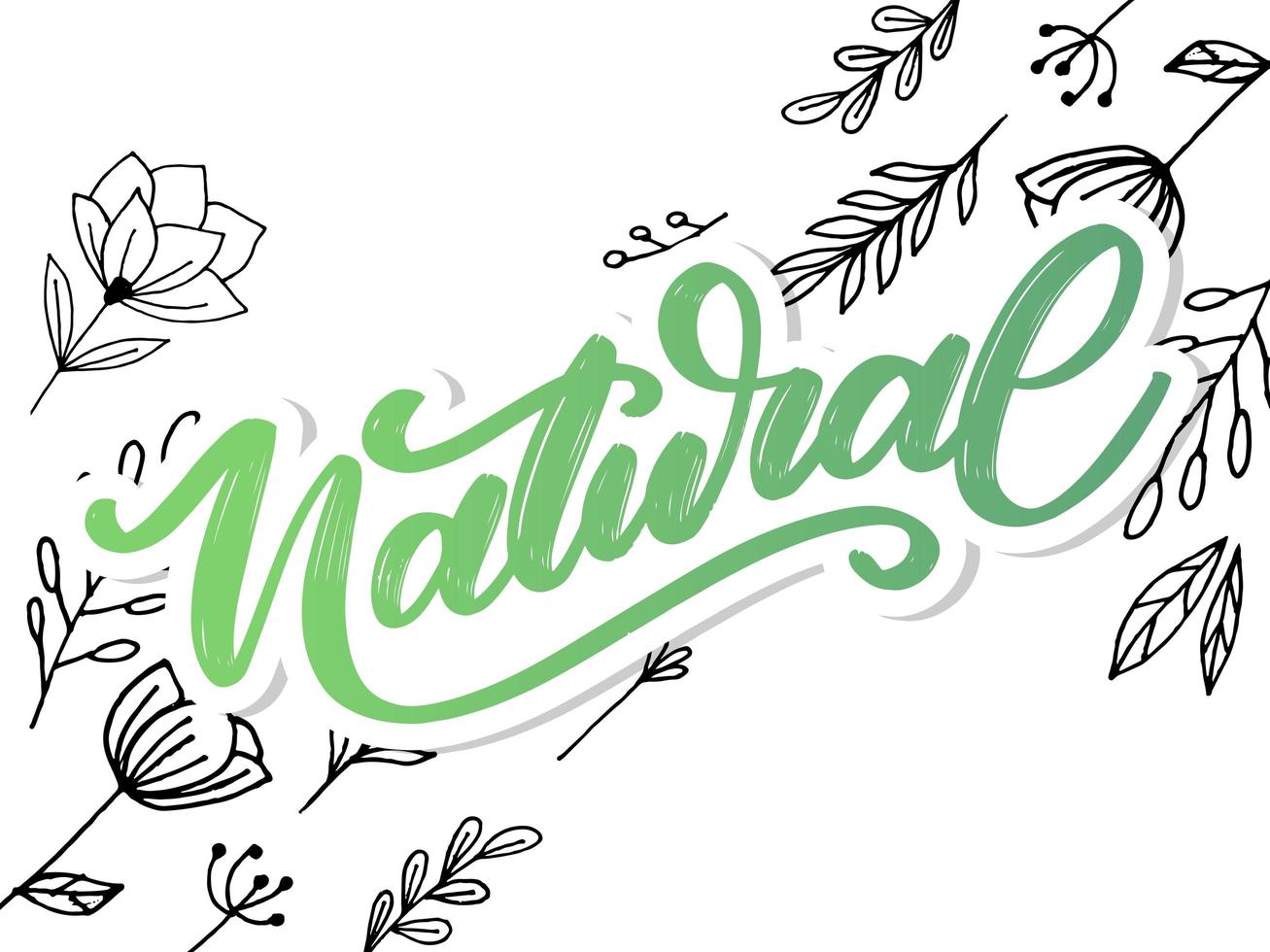 100 Natural Vector Lettering Stamp Illustration slogan calligraphy