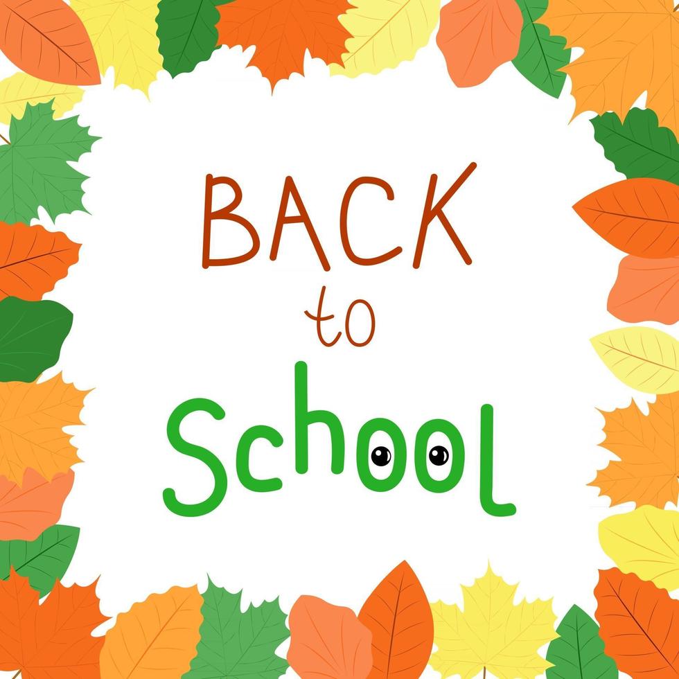 Volver al texto de la escuela en el marco de hojas ilustración de vector de decoración de otoño