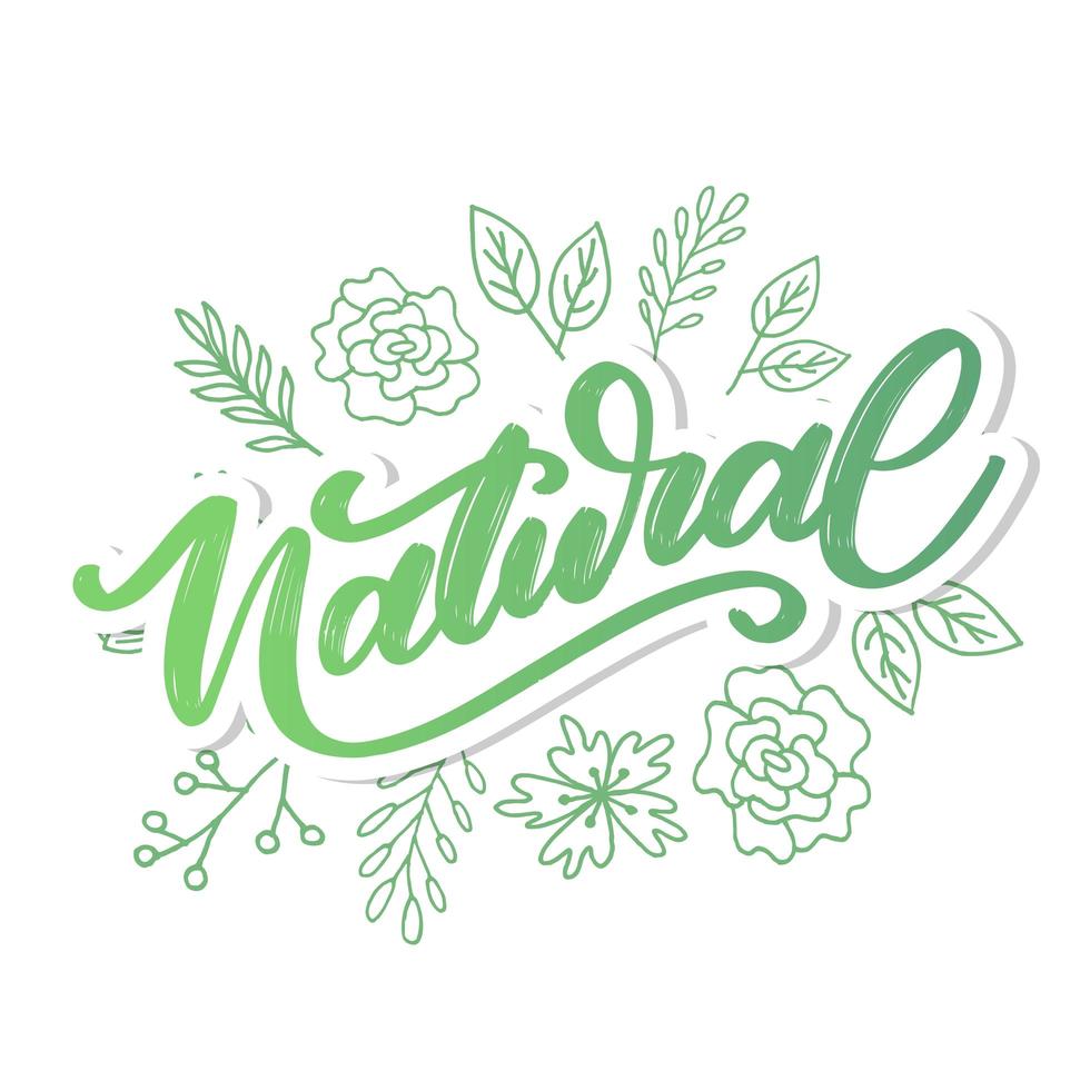 100 Natural Vector Lettering Stamp Illustration slogan calligraphy