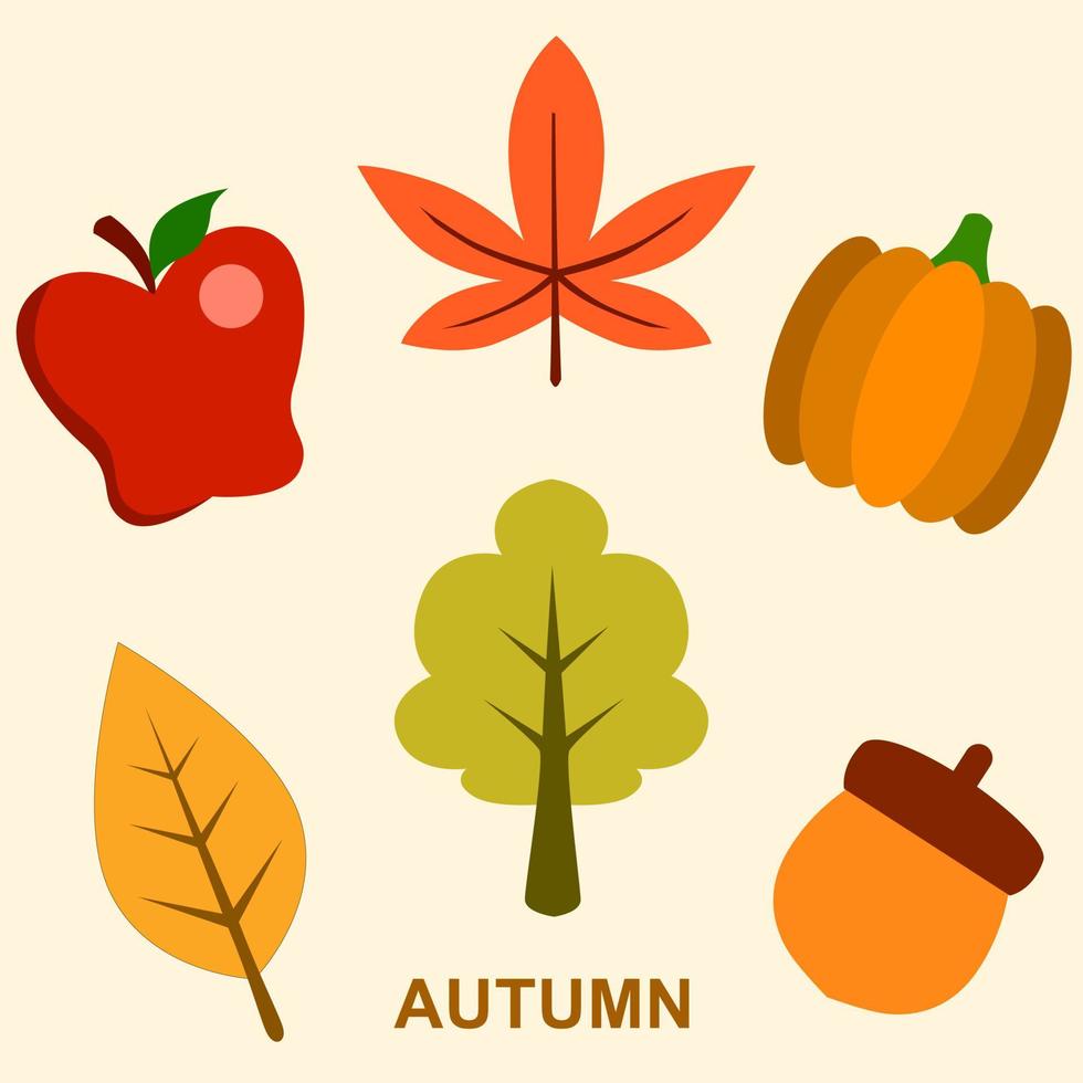 colorful autumn illustration elements for stickers. autumn clip art. vector