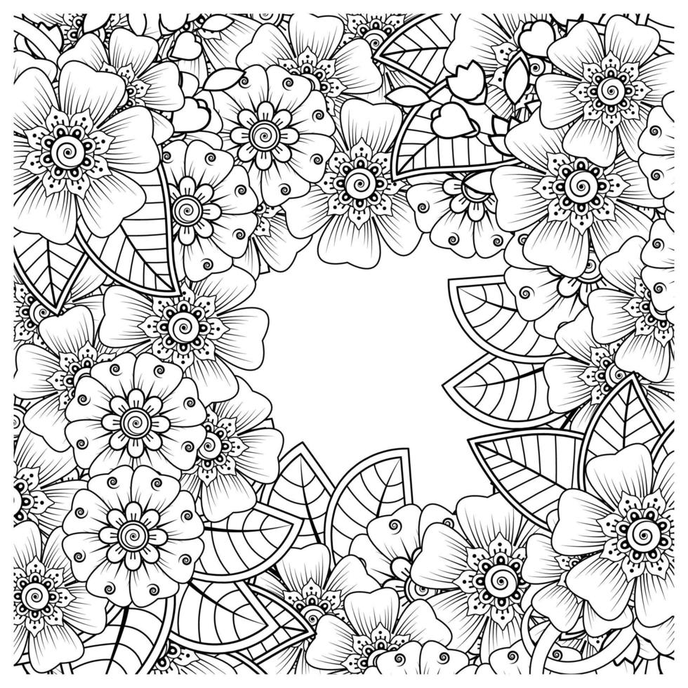 mehndi flower decorative ornament in ethnic oriental style, doodle ornament, outline hand draw. coloring book page. vector