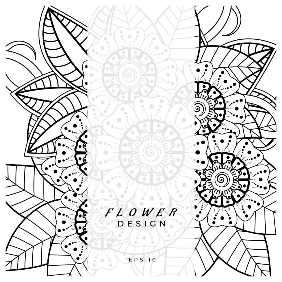 mehndi flower decorative ornament in ethnic oriental style, doodle ornament, outline hand draw. coloring book page. vector